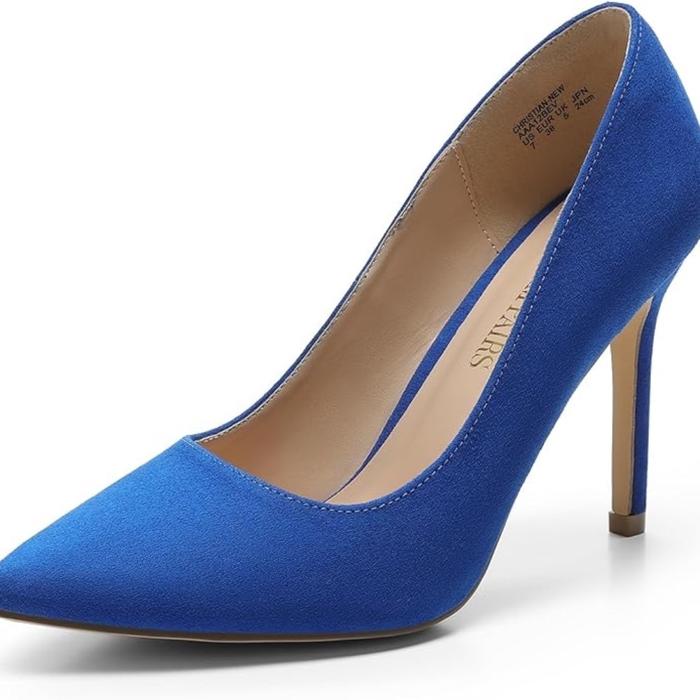 Women's Closed Toe High Heels Dress Pointed Toe Wedding Pump Shoes - Picture 4 of 5